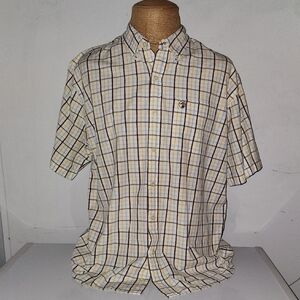 Duck Head Men's Plaid Button Down Shirt - White and Brown Size XL 100% Cotton